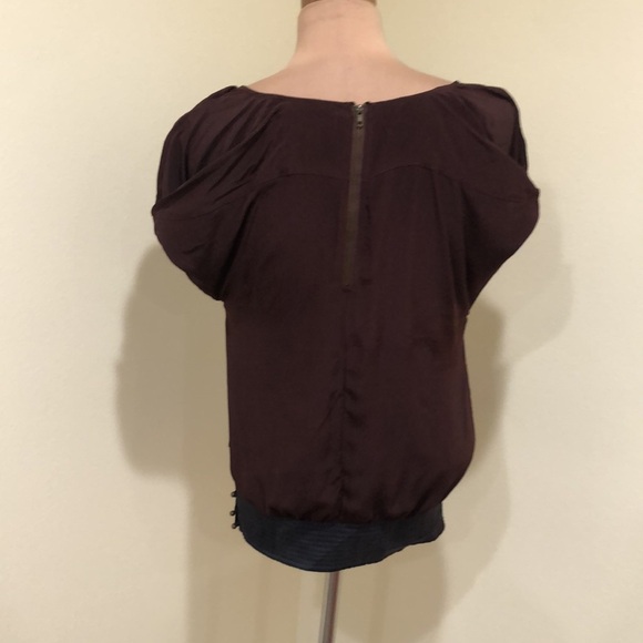 Anthropologie Line & Dot Blouse Size Small Maroon Red Silk - Picture 6 of 11